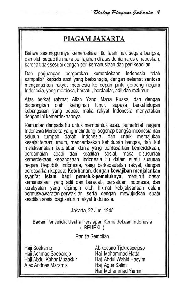 Isi Piagam Jakarta atau Jakarta Charter