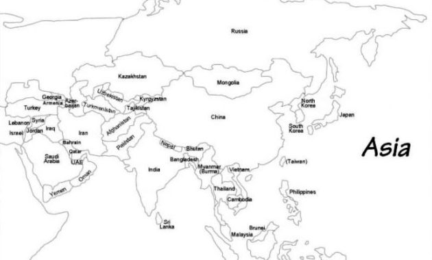 Gambar Peta Benua Asia Hitam Putih