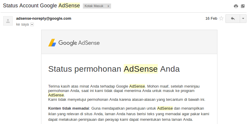 Pengalaman Diterima AdSense Full Approve Non Hosted